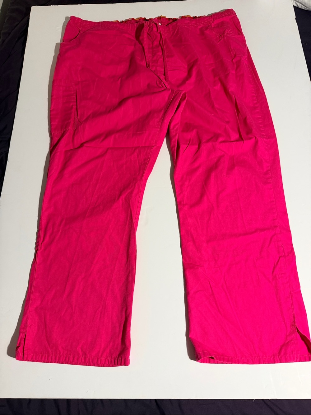 Dickies Women’s Cargo Scrub Style Bright Pink Drawstring Pants